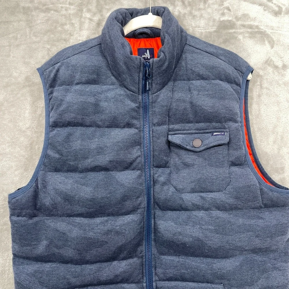 Johnnie O Puffer Vest Mens Large Mariner Blue  Quilted Insulated Nylon Lining
